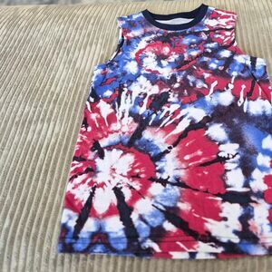 Way to Celebrate Boys Patriotic Red White Blue Tie Dye Tank Top Size Small 6-7